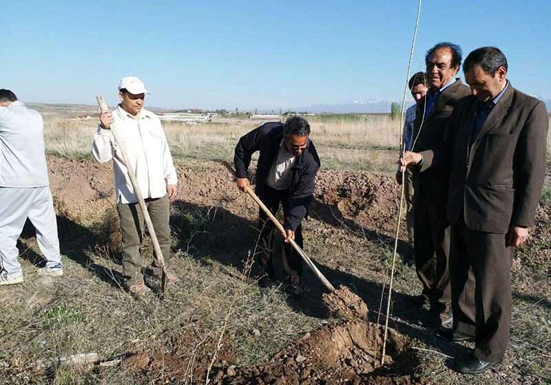  کاشت ۱۰۰ نهال غیر مثمر در استادیوم شهید سرانجام میانه