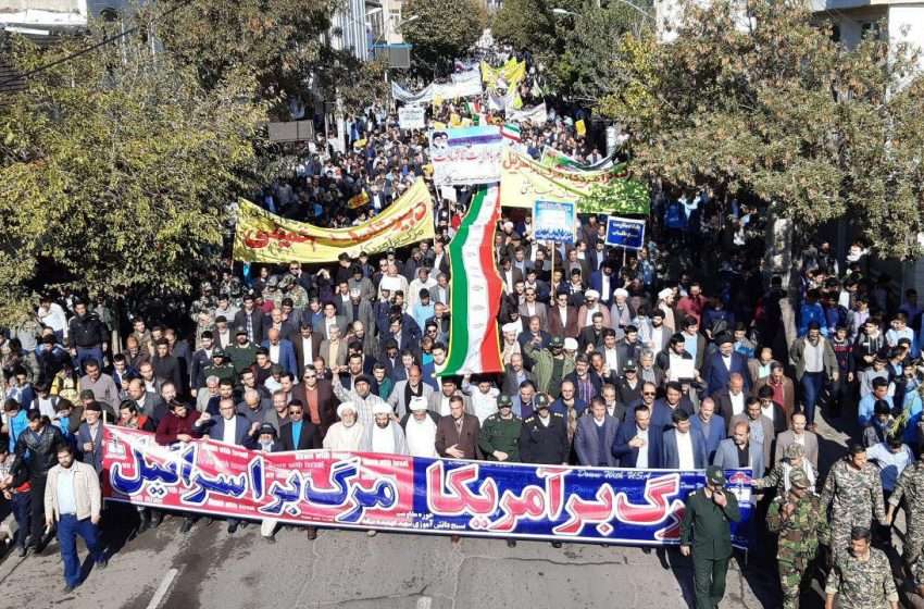  تصاویری از حضور باشکوه مردم میانه در راهپیمایی یوم ا… ۱۳ آبان
