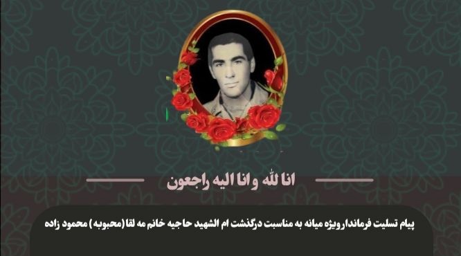  پیام تسلیت محمدرضا مشایخی معاون استاندار و فرماندار ویژه میانه به مناسبت درگذشت مادر شهید والامقام سیاوش ناوکی