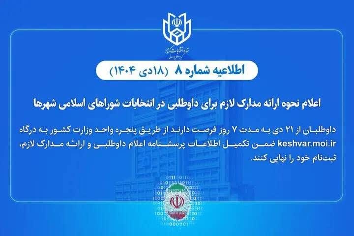  اطلاعیه شماره ۸ ستاد انتخابات کشور